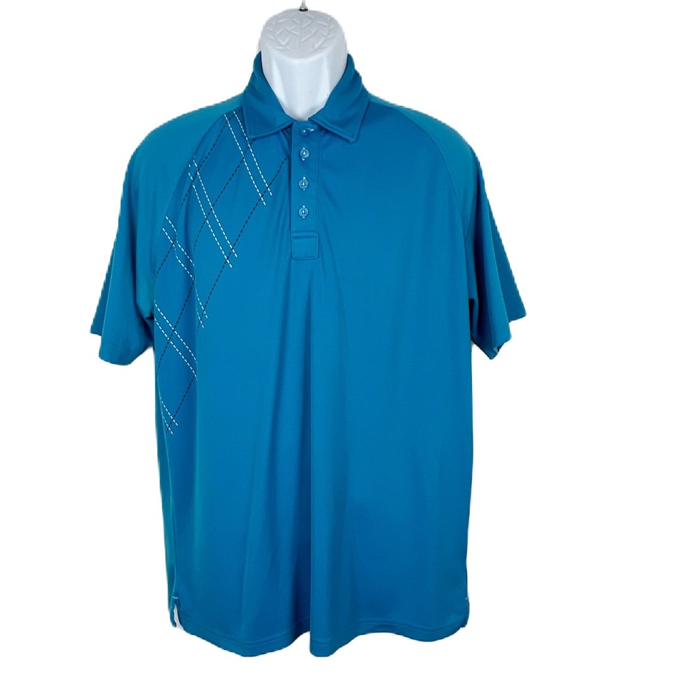 Hollas XFC Polo Shirt Men Large Blue Short Sleeve Second Skin Dri-Fit Active Tee